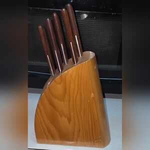 Wood Knife Holder Block only        (knives NOT included)